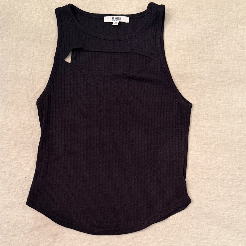 BB Dakota by Steve Madden Black Cutout Tank Top